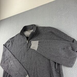 Canali Sweater Men's 58 Gray 100% Virgin Wool 1/4 Zip Mock Neck Pullover Italy*
